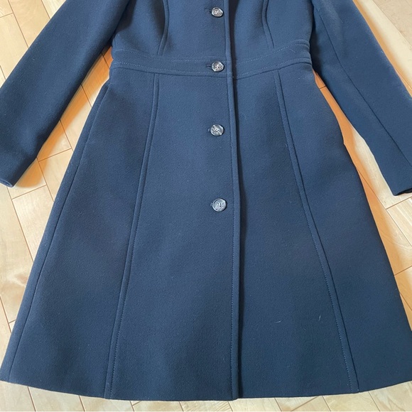 J. Crew Classic Lady Day Navy Blue Wool Blend Mid-Weight Coat Classic Old Money - Picture 5 of 15